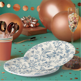 La toile de Jouy Blauwe Vintage Bloemmotief Papieren Bordje