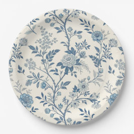 La toile de Jouy Blauwe Vintage Bloemmotief Papieren Bordje