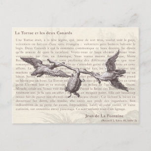 La Tortue et les deux Canards: Jean de La Fontaine Briefkaart