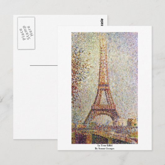 La Tour Eiffel door Seurat Georges Briefkaart (Voorkant / Achterkant)