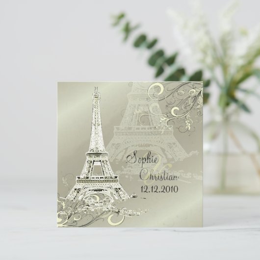 LA TOUR EIFFEL TOWER WEDDING INVITATIONS KAART (Staand voorkant)