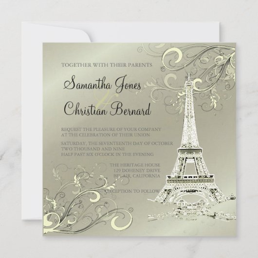 LA TOUR EIFFEL TOWER WEDDING INVITATIONS KAART (Achterkant)