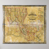 La Tourrette's Map of Louisiana (1848) Poster (Voorkant)