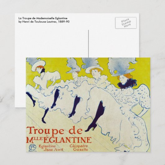 La Troupe de Mlle Eglantine door Toulouse Lautrec Briefkaart (Voorkant / Achterkant)