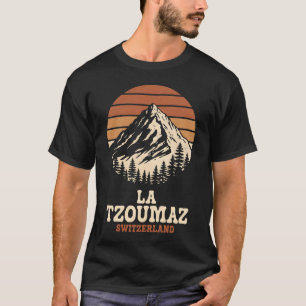 La Tzoumaz Zwitserland Ski T-Shirt   Retro Alpine