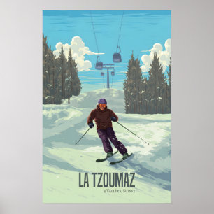 La Tzoumaz Zwitserland Skigebied Reisposter Poster