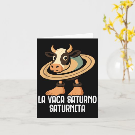 La Vaca Saturno Saturnita Italian Brainrot Funny M Kaart (Gele Bloem)