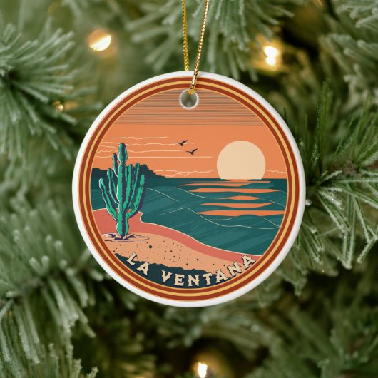 La Ventana Beach Baja Mexico Kerststrand Keramisch Ornament (Boom)