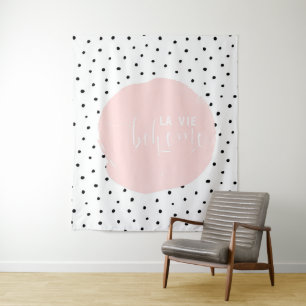 LA VIE BOHEME-Typografie Polka Dot Stippen Dance Wandkleed