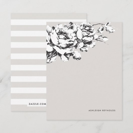 La Vie en Roos Floral Stationery - Grey Notitiekaartje (Voorkant / Achterkant)