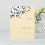 La Vie en Roos Floral Wedding Invitation - Geel Aankondiging (Staand voorkant)