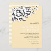 La Vie en Roos Floral Wedding Invitation - Geel Aankondiging (Voorkant / Achterkant)