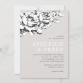 La Vie en Roos Floral Wedding Invitation - Grey Aankondiging (Voorkant)