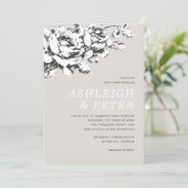 La Vie en Roos Floral Wedding Invitation - Grey Aankondiging (Staand voorkant)