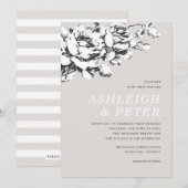 La Vie en Roos Floral Wedding Invitation - Grey Aankondiging (Voorkant / Achterkant)