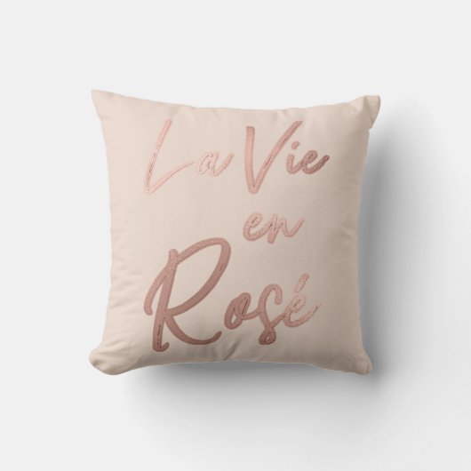 La Vie en Roos French Quote Roos Gold Pink Kussen (Voorkant)