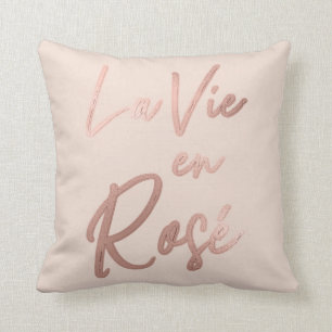 La Vie en Roos French Quote Roos Gold Pink Kussen