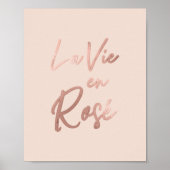 La Vie en Roos French Quote Roos Gold Pink Poster (Voorkant)