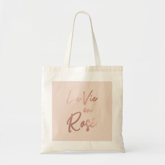 La Vie en Roos French Quote Roos Gold Pink Tote Bag (Voorkant)