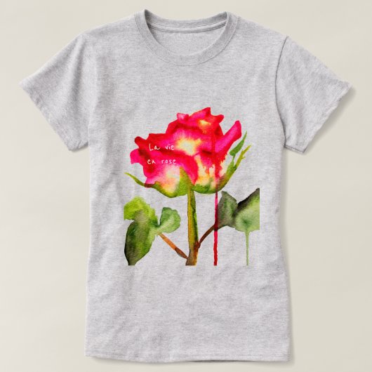 La Vie En Roos slogan Tea Roos waterverf kunst T-shirt (Design voorkant)
