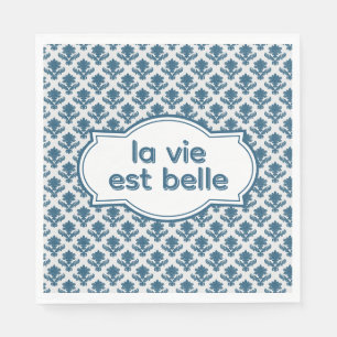 La Vie Es Belle Elegante Franse Tapijten Blauw Wit Servet