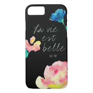 La vie est belle, elegant, simpel, monogram 	iPhone 8/7 hoesje