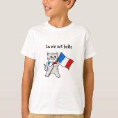 La vie est belle French cat T-shirt (Voorkant)