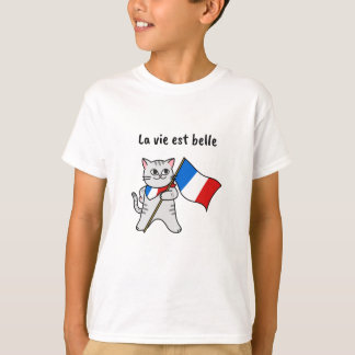La vie est belle French cat T-shirt