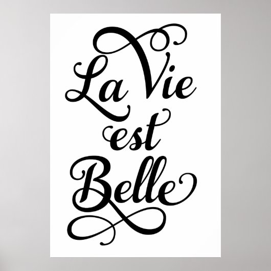 la vie est belle, het leven is mooi, Frans citaat. Poster (Voorkant)