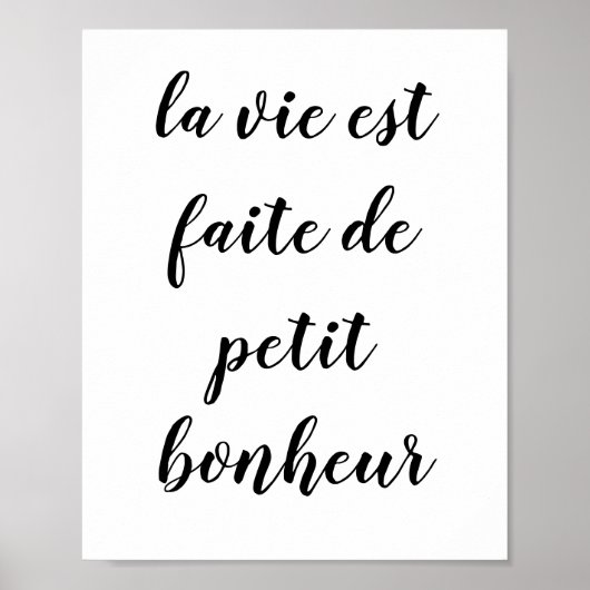 La vie est faite de petit bonheur poster (Voorkant)