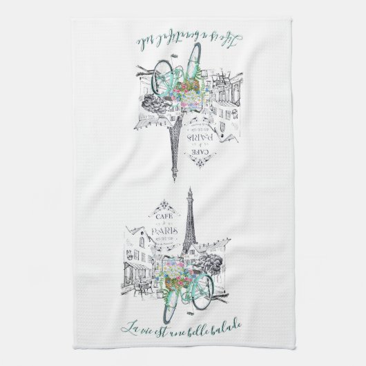 La vie est une belle balade theedoek (Verticaal)