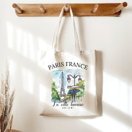 La Ville Lumière Vintage Paris Skyline Tote Bag