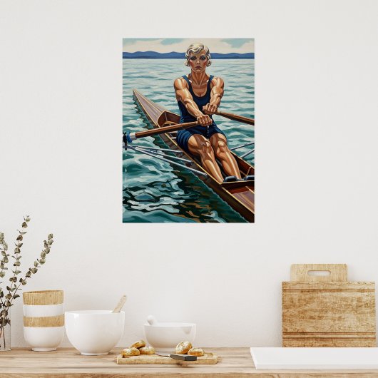 LA VOGUEUSE (De Roeier) - Originele Art Deco kunst Poster (Keuken)