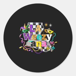 La Weezy Ana Louisiana Mardi Gras Carnaval Ontwerp Ronde Sticker