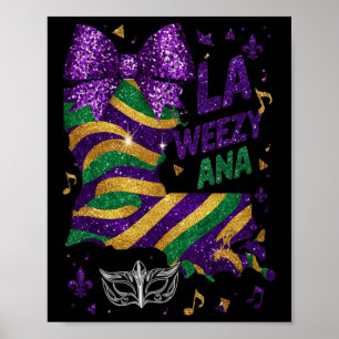 La Weezy Ana Mardi Gras Louisiana Kaart Vette Dins Poster