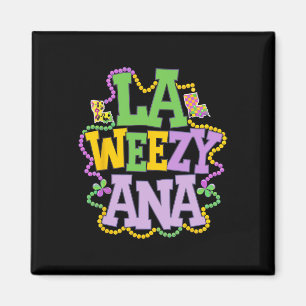 La Weezy Ana speelse Louisiana kaart met kralen Fe Magneet