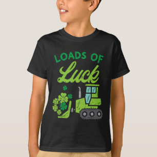 Laad Geluk Bulldozer Shamrock St Patricks Day Ki T-shirt