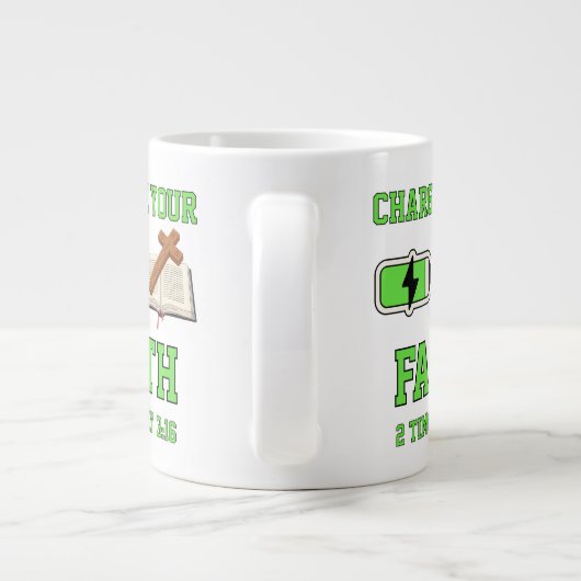 Laad je geloof op grote koffiekop (Achterkant)