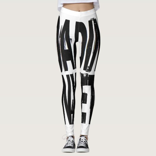 LAADANGST | Glitch Brutalist Typografie Desi Leggings (Voorkant)