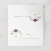 Laadbord Blush Flowers Gold Baptisme Table Number Plaatskaartje (Buitenkant ongevouwen)