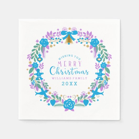 Laadbord en blauw kerstfeest servetten (Voorkant)