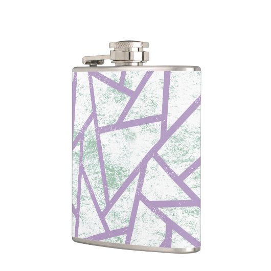 Laadbord en bleek groen mozaïekpatroon heupfles (Links)