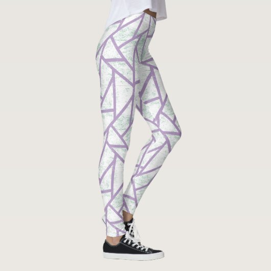 Laadbord en bleek groen mozaïekpatroon leggings (Rechts)