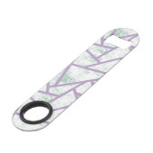 Laadbord en bleek groen mozaïekpatroon speed flessenopener (Voorkant Gekanteld)