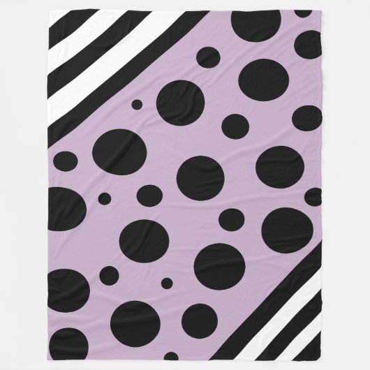 Laadbord en zwarte pooldots en stripes fleece deken (Voorkant)