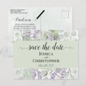 Laadbord & Eucalyptus Green Wedding Save the Date Aankondigingskaart (Voorkant / Achterkant)