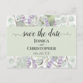 Laadbord & Eucalyptus Green Wedding Save the Date Aankondigingskaart