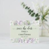 Laadbord & Eucalyptus Green Wedding Save the Date Aankondigingskaart (Staand voorkant)
