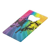 Laadbullephant op Swirly Rainbow Creditkaart Flessenopener (Achterkant Gekanteld)