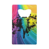 Laadbullephant op Swirly Rainbow Creditkaart Flessenopener (Achterkant)